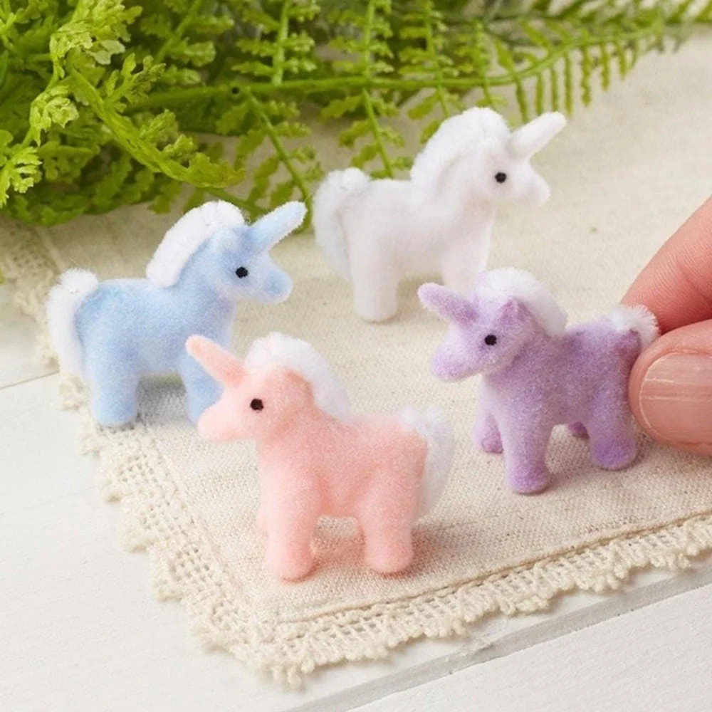 Miniature Flocked Unicorn Figurine - Mini Unicorn Figures - Crafts & Dioramas